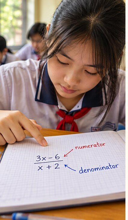 Nhìn tử và mẫu như hai biểu thức có vai trò riêng