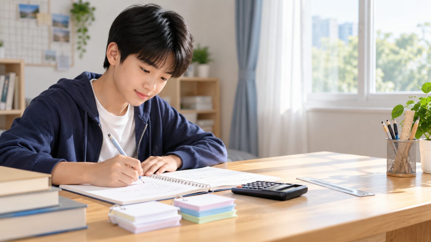 Học sinh trung học cơ sở tự học Toán tại bàn